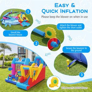 Inflatable Bounce House 8-in-1 Excavator Themed Kids Bouncer with 780W Blower view 9