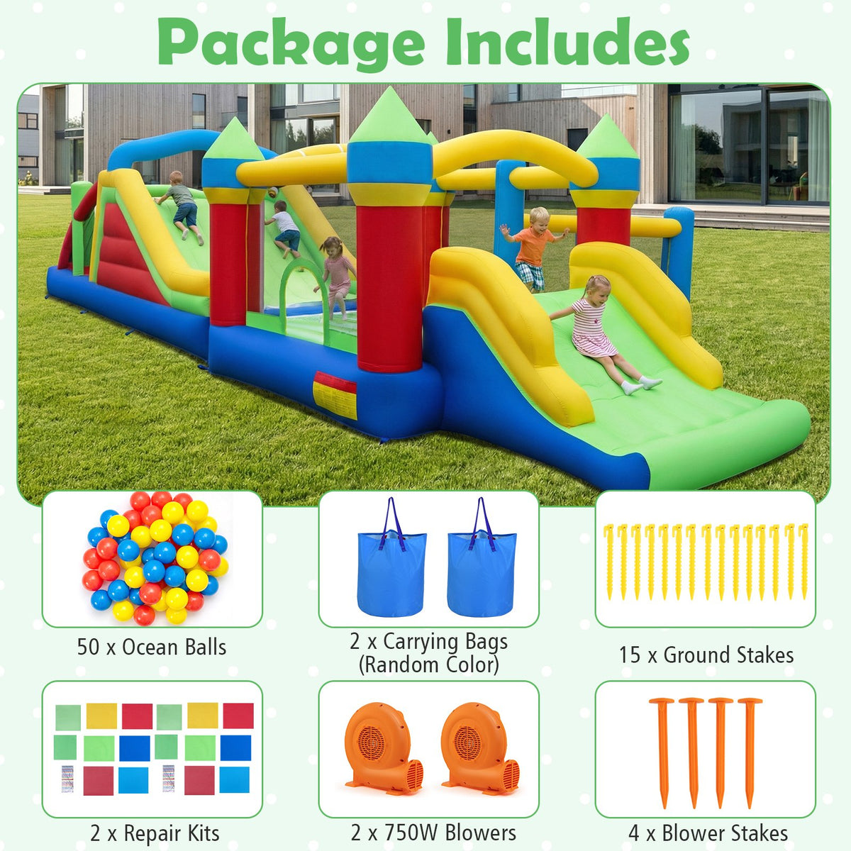 Inflatable Bounce House Blow up Jumping Bouncer with 750W Blowers view 9