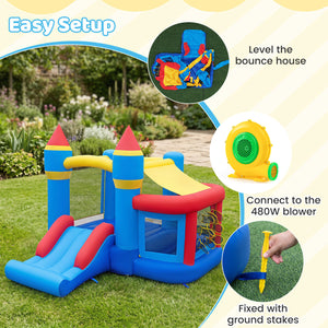 Inflatable Bounce House for Kids with Slide Ocean Ball and Pitching Game for Birthday Party Carnival view 7
