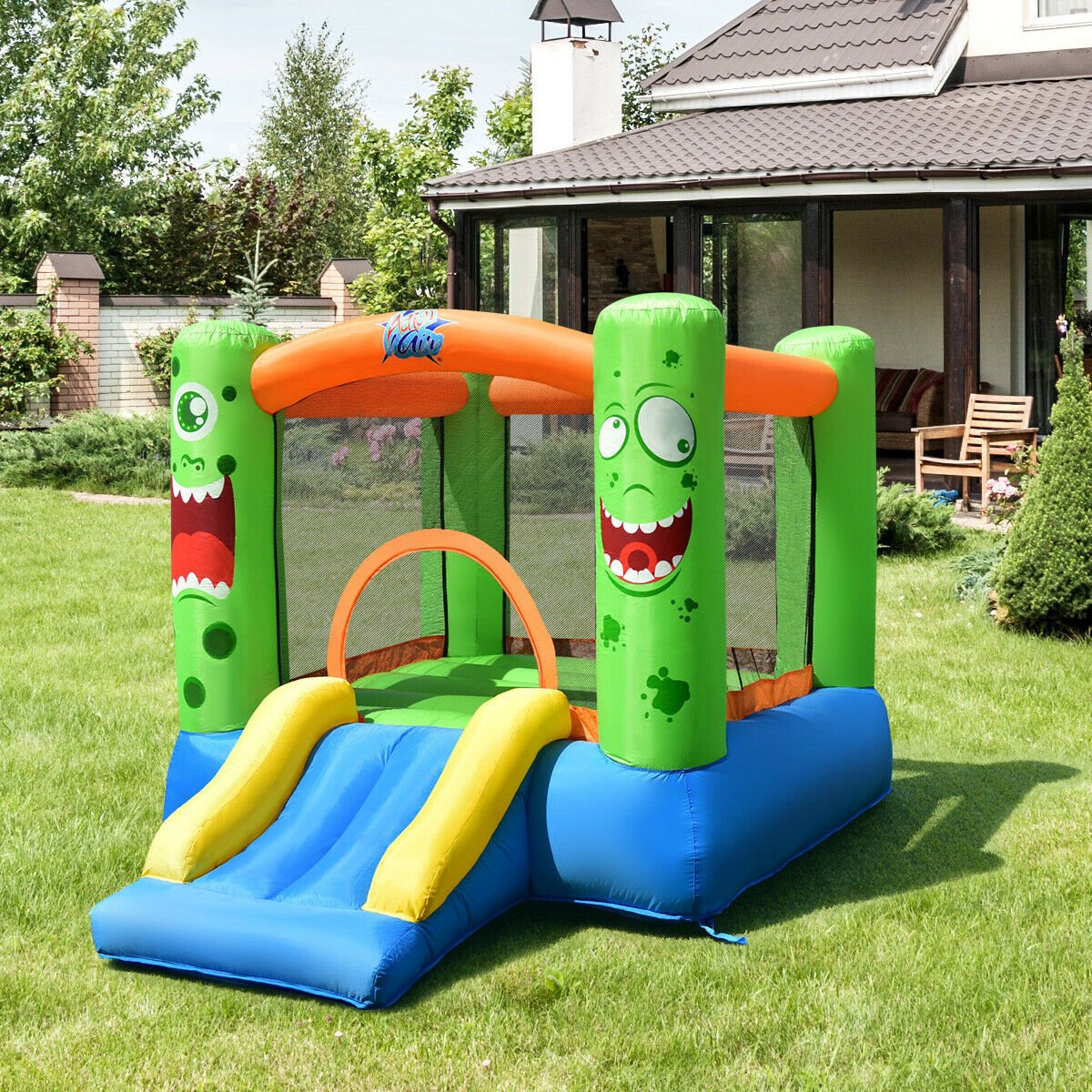 Inflatable Bounce House Jumper Castle Kid's Playhouse with Long Slide view 2