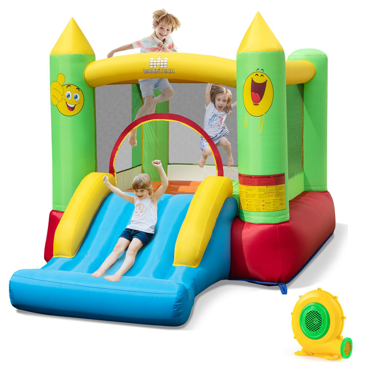Inflatable Bounce House Kids Blow-up Bouncer with Slide with 480W Blower