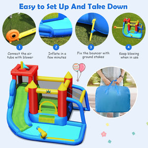 Inflatable Bounce House Splash Pool with Water Climb Slide Blower included view 5