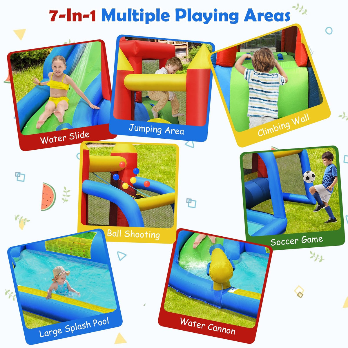 Inflatable Bounce House Splash Pool with Water Climb Slide Blower included view 6