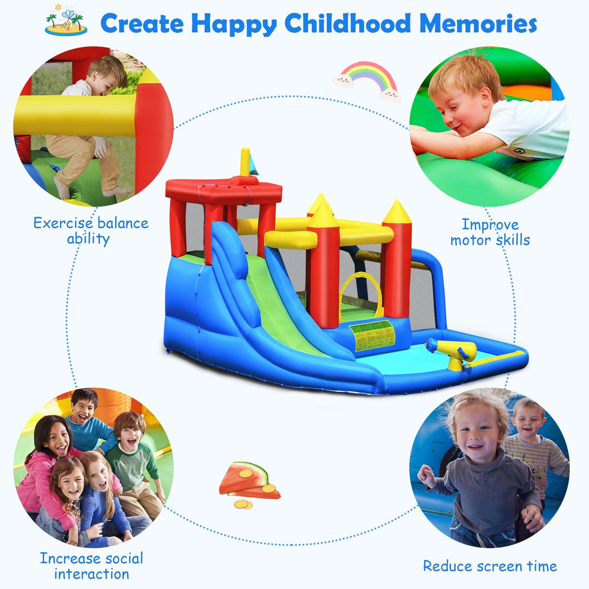 Inflatable Bounce House Splash Pool with Water Climb Slide Blower included view 7