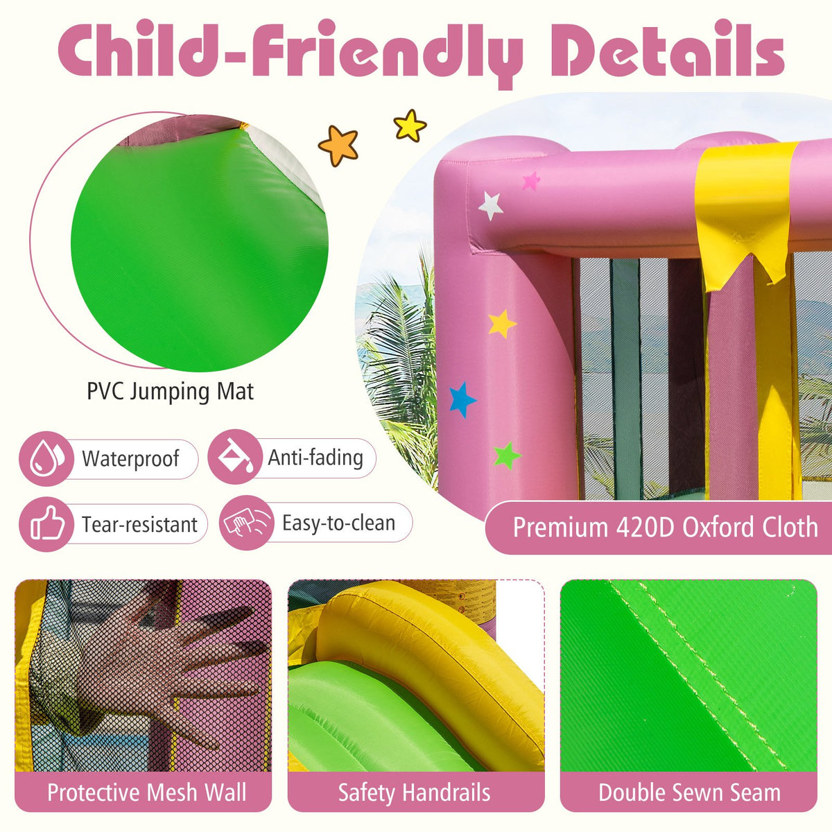 Inflatable Bounce House with 480W Blower and Carrying Bag for Party view 8