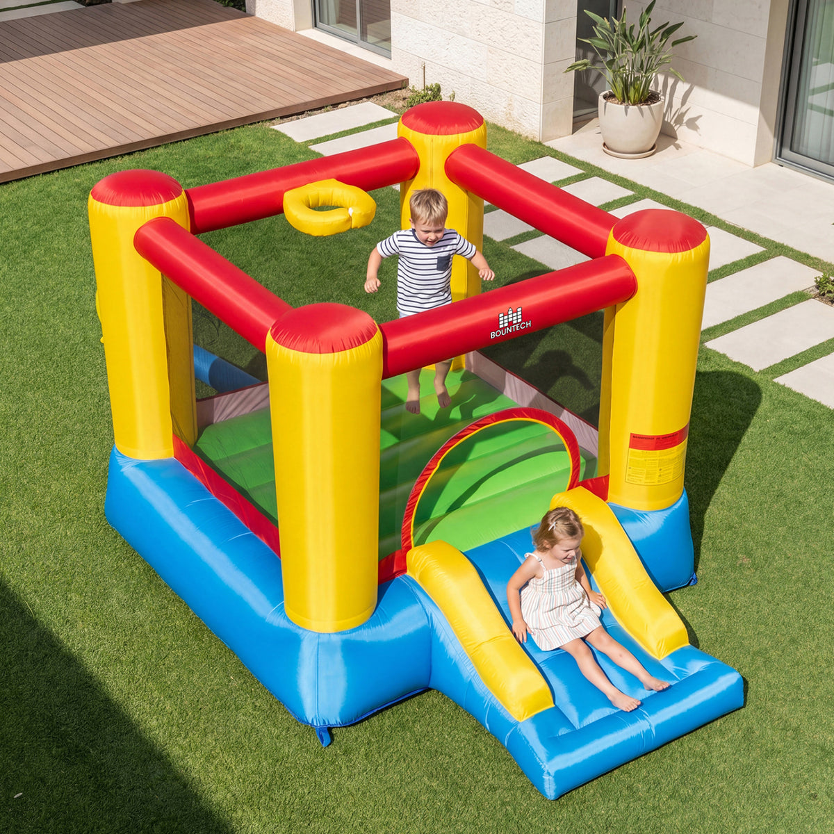 Inflatable Bounce House with Basketball Rim and 370W Blower view 2