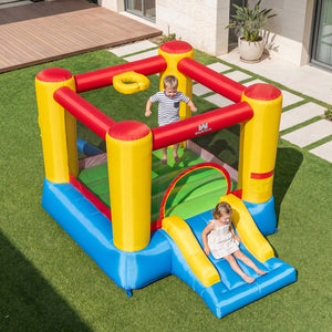 Inflatable Bounce House with Basketball Rim and 370W Blower view 2