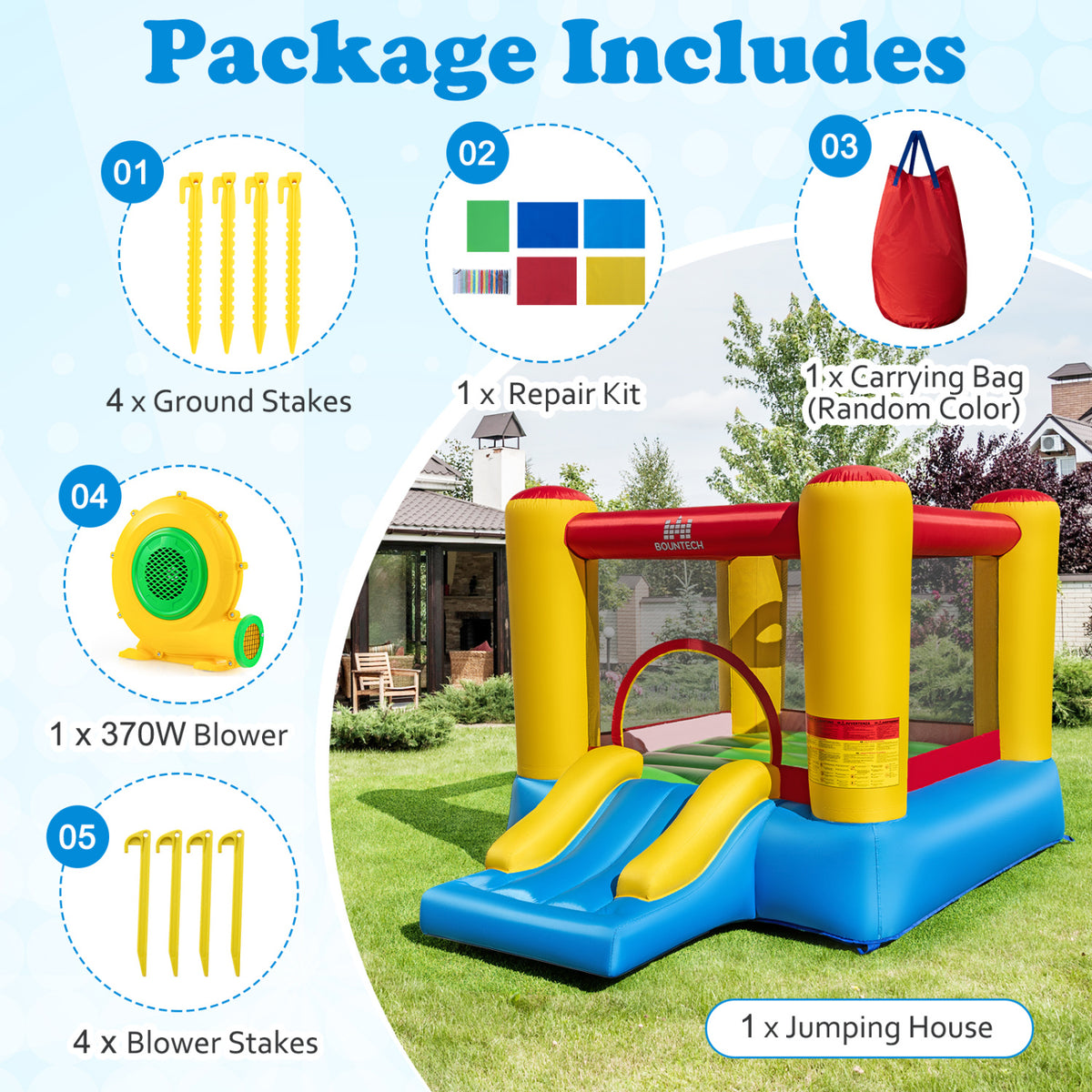 Inflatable Bounce House with Basketball Rim and 370W Blower view 5