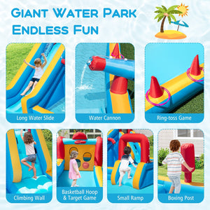 Inflatable Double Water Slide Park 9-in-1 Giant Bounce House 680W Blower Included view 6