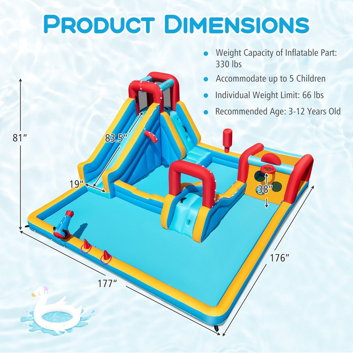 Inflatable Double Water Slide Park 9-in-1 Giant Bounce House 750W Blower Included view 5