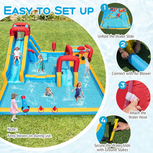 Inflatable Double Water Slide Park 9-in-1 Giant Bounce House 750W Blower Included view 7
