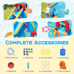 Inflatable Double Water Slide Park 9-in-1 Giant Bounce House 750W Blower Included view 8