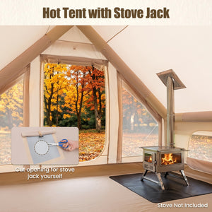 Inflatable, Easy Setup 4 Season Waterproof Oxford Camping Tent for Camping with Stove Jack for 6-10 Person-Beige view 8
