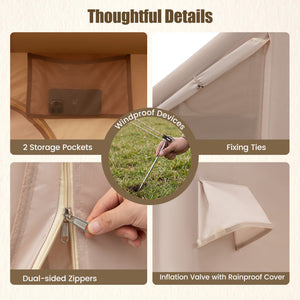 Inflatable, Easy Setup 4 Season Waterproof Oxford Camping Tent for Camping with Stove Jack for 6-10 Person-Beige view 9