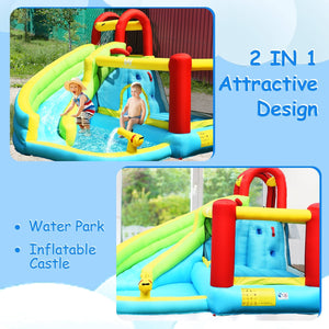 6-in-1 Inflatable Bounce House with Climbing Wall and Basketball Hoop without Blower view 8