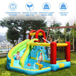6-in-1 Inflatable Bounce House with Climbing Wall and Basketball Hoop without Blower view 9