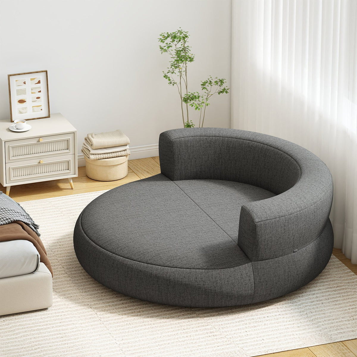 Inflatable Lounger Air Sofa with Detachable Cover-Gray view 3