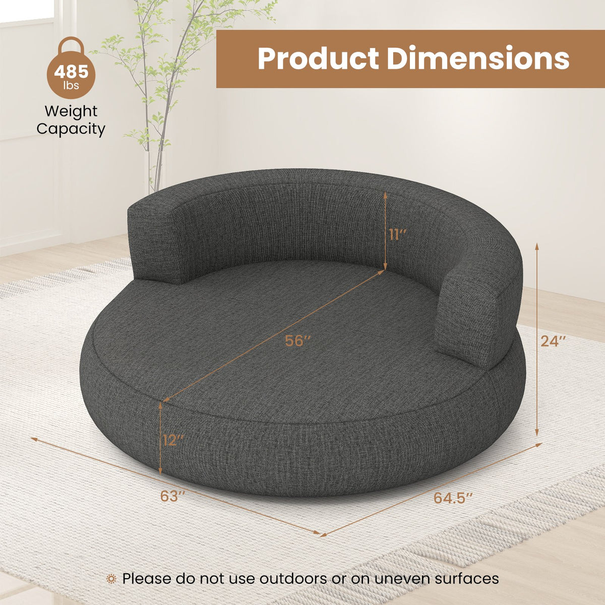 Inflatable Lounger Air Sofa with Detachable Cover-Gray view 4