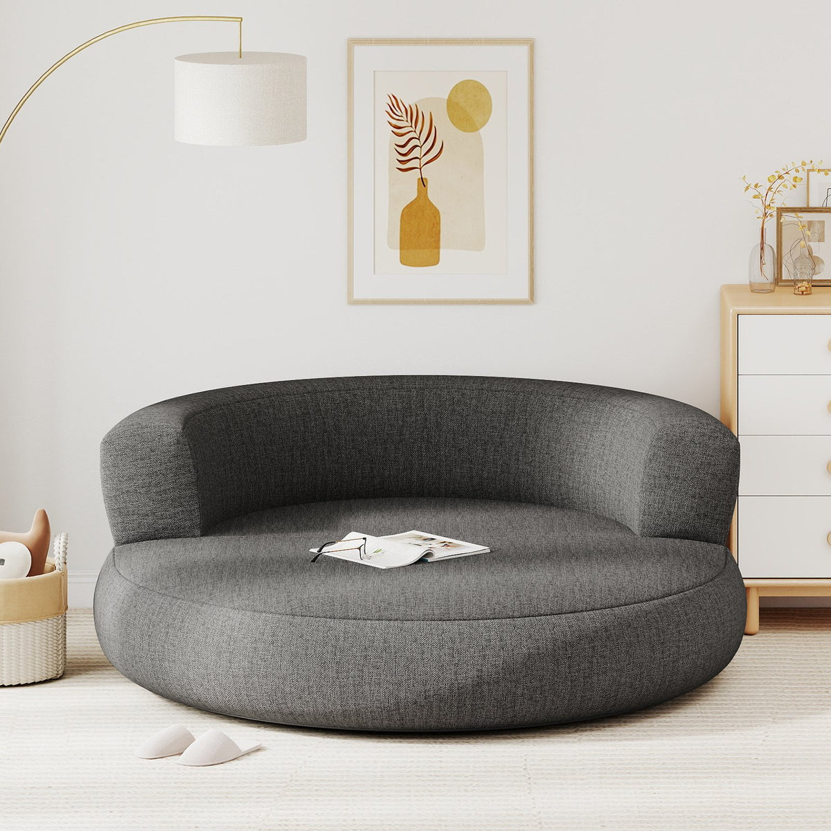 Inflatable Lounger Air Sofa with Detachable Cover-Gray view 5