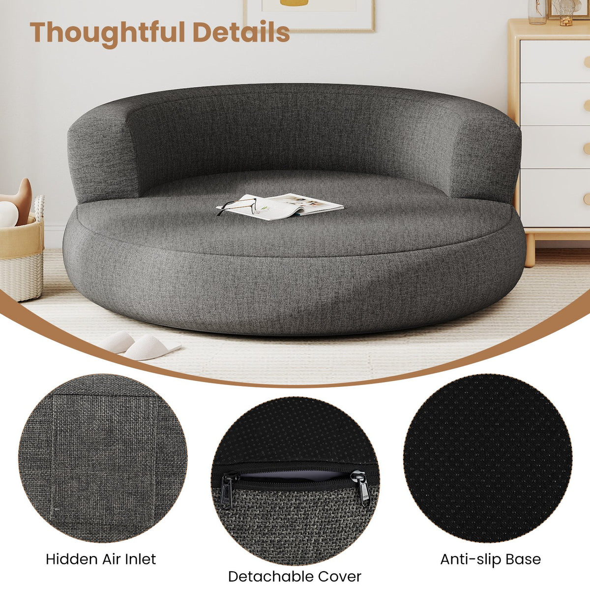 Inflatable Lounger Air Sofa with Detachable Cover-Gray view 9