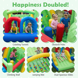 Inflatable Obstacle Course Bounce House with Dual Slides and Tunnels without Blower view 8