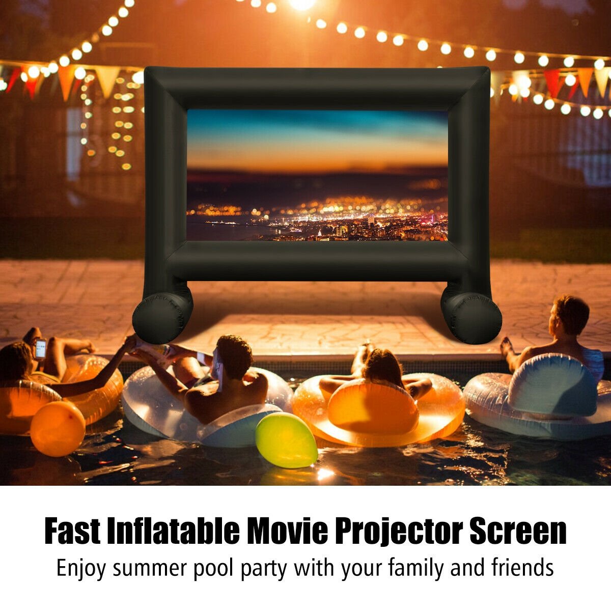 Inflatable Outdoor Movie Projector Screen with Blower-14' view 2