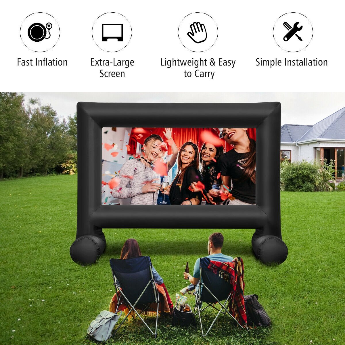 Inflatable Outdoor Movie Projector Screen with Blower and Carrying Bag-18' view 9