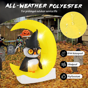 Inflatable Owl on Moon LED Lighted Halloween Decoration with Large Moon and Wizard Owl view 7