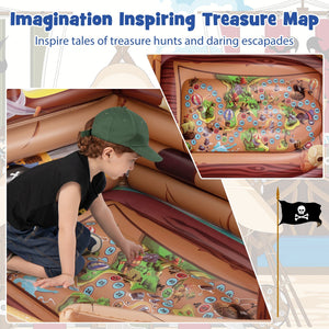 Inflatable Pirate Ship Playhouse with Built-in Motor and Inflatable Toy Sword-Brown view 7