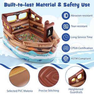 Inflatable Pirate Ship Playhouse with Built-in Motor and Inflatable Toy Sword-Brown view 8
