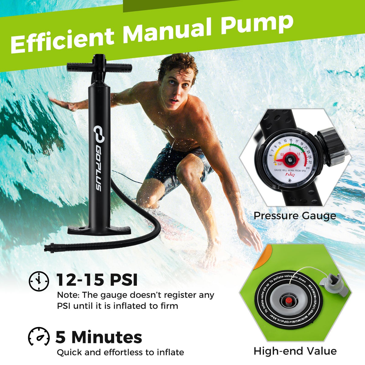 Inflatable Stand up Paddle Board iSUP Board Accessories with 3 Fins-L view 7