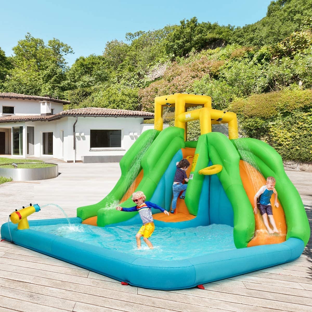 Inflatable Water Park Bounce House with Climbing Wall [Best Seller in the US] view 2