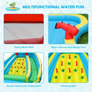 Inflatable Water Park Bounce House with Double Slide and Climbing Wall with 735W Blower view 7