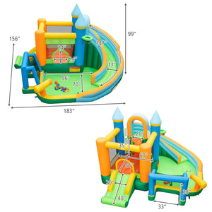 Inflatable Water Slide Blowup Bounce House with Dual Slides and Splash Pool (Without Blower) view 4
