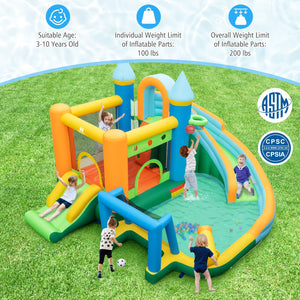 Inflatable Water Slide Blowup Bounce House with Dual Slides and Splash Pool (Without Blower) view 5