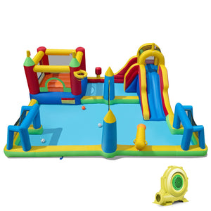 Inflatable Water Slide Bounce House 9-in-1 Jumping Castle with 735W Blower