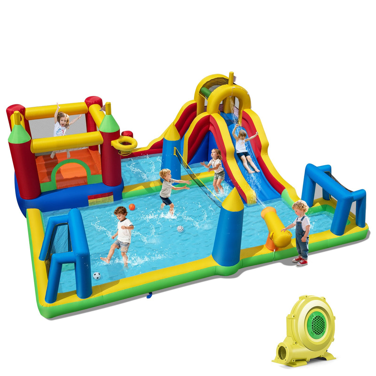 Inflatable Water Slide Bounce House 9-in-1 Jumping Castle with 735W Blower view 3