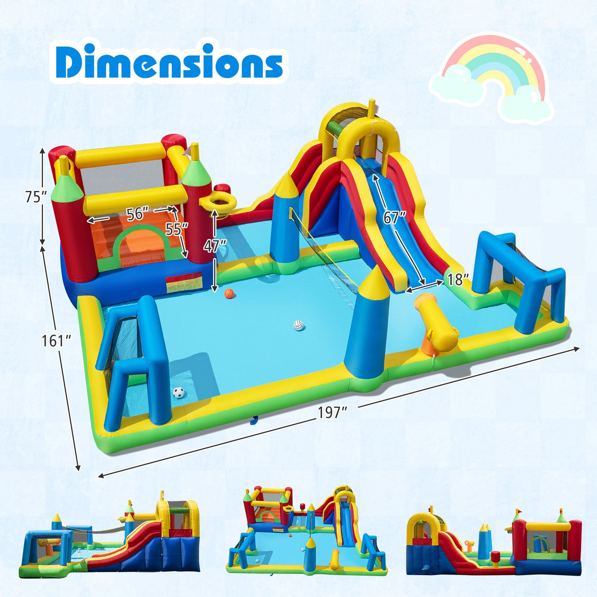 Inflatable Water Slide Bounce House 9-in-1 Jumping Castle with 780W Blower view 4