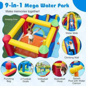 Inflatable Water Slide Bounce House 9-in-1 Jumping Castle with Climbing Wall view 5