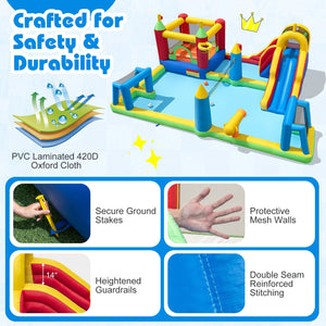 Inflatable Water Slide Bounce House 9-in-1 Jumping Castle with Climbing Wall view 8
