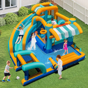 Inflatable Water Slide Bounce House Kids Jump Castle with 735W Blower view 2