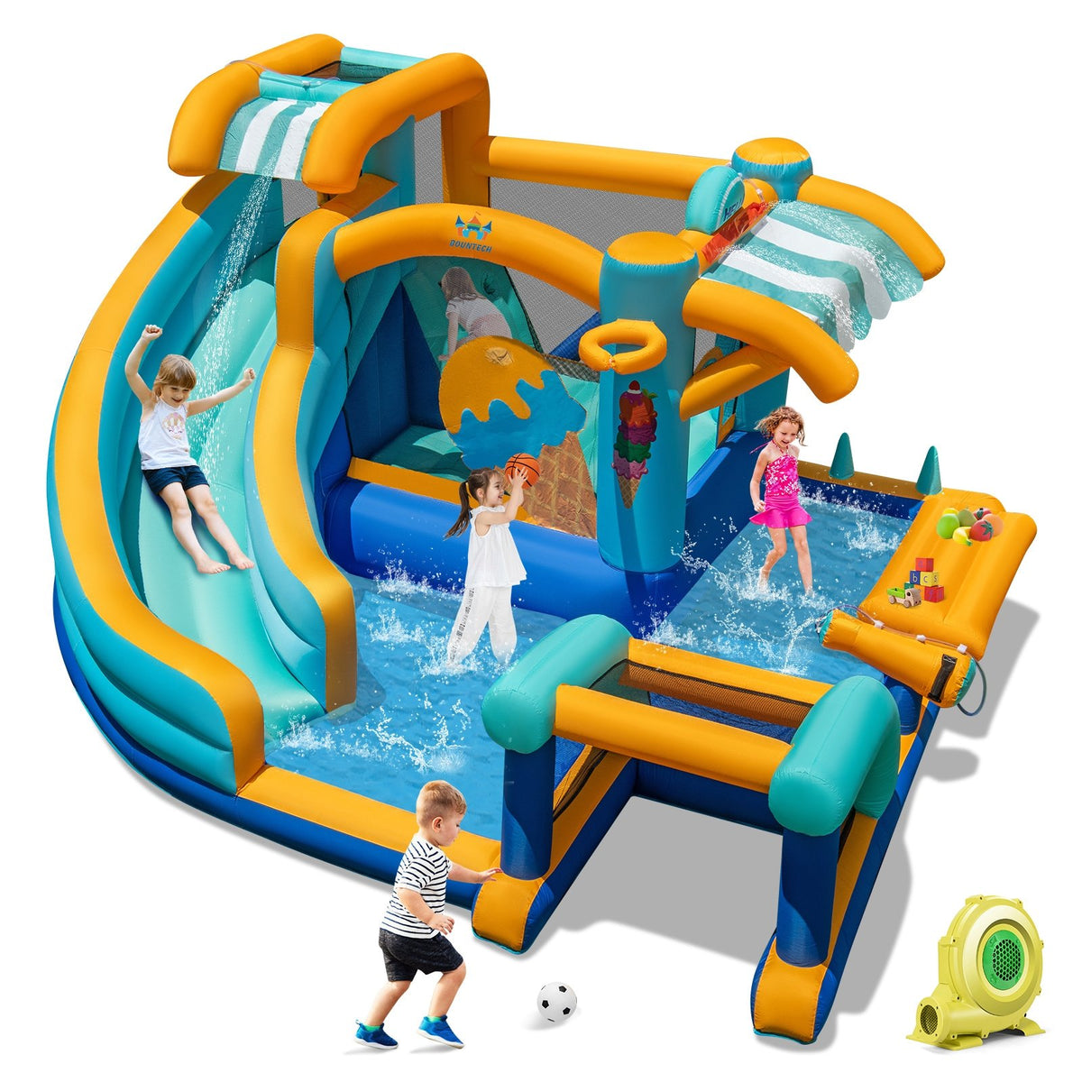 Inflatable Water Slide Bounce House Kids Jump Castle with 735W Blower view 3