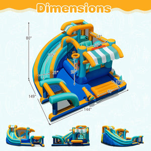 Inflatable Water Slide Bounce House Kids Jump Castle with 735W Blower view 4