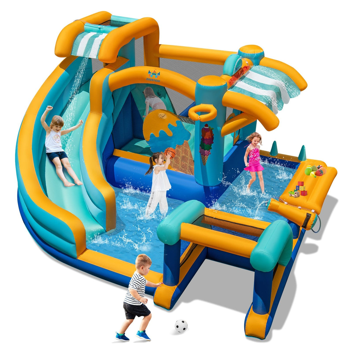 Inflatable Water Slide Bounce House Kids Jump Castle with 735W Blower view 8