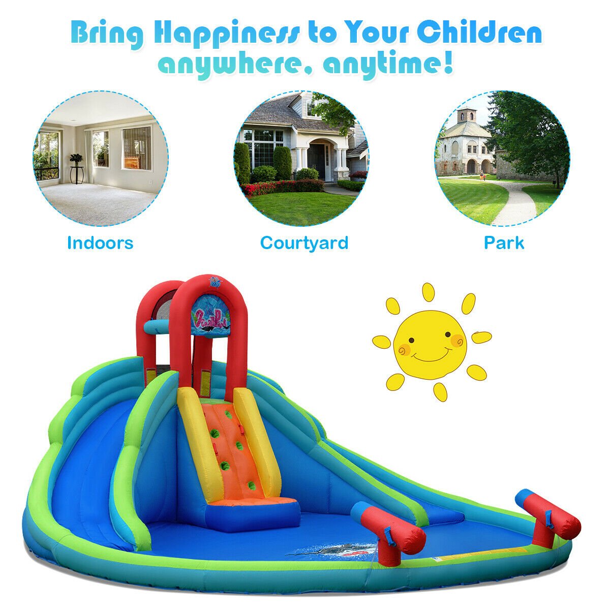 Inflatable Water Slide Bounce House with Mighty Splash Pool view 5