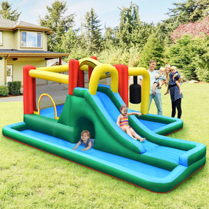 Inflatable Water Slide Climbing Bounce House with Tunnel and 735W Blower view 2