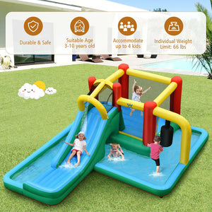 Inflatable Water Slide Climbing Bounce House with Tunnel and 735W Blower view 4
