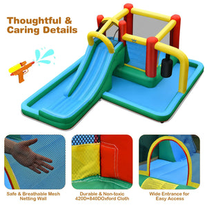 Inflatable Water Slide Climbing Bounce House with Tunnel and 735W Blower view 5