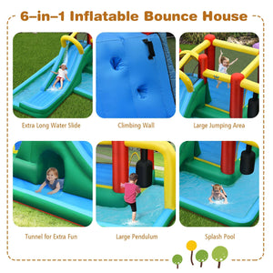 Inflatable Water Slide Climbing Bounce House with Tunnel and 735W Blower view 9