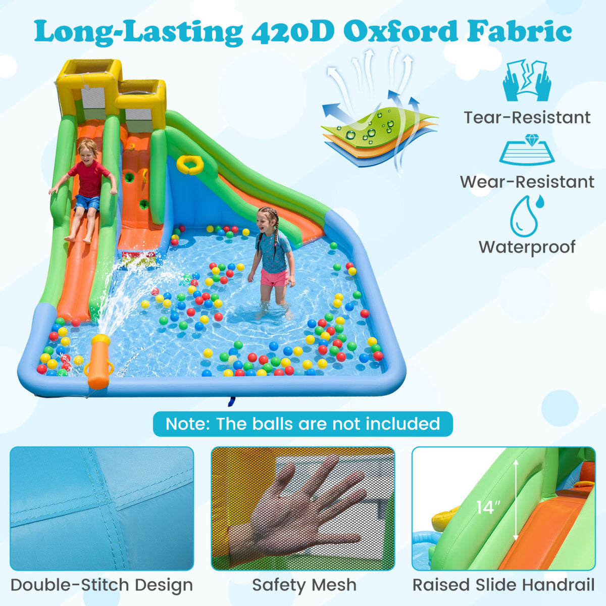 Inflatable Water Slide for Kids with Double Slides and 680W Blower view 7